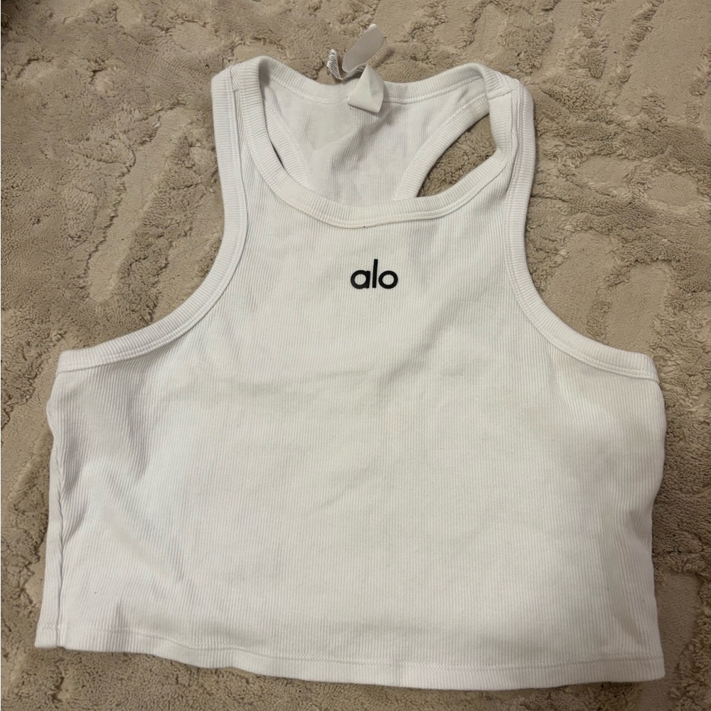 ALO Yoga White Ribbed Tank
